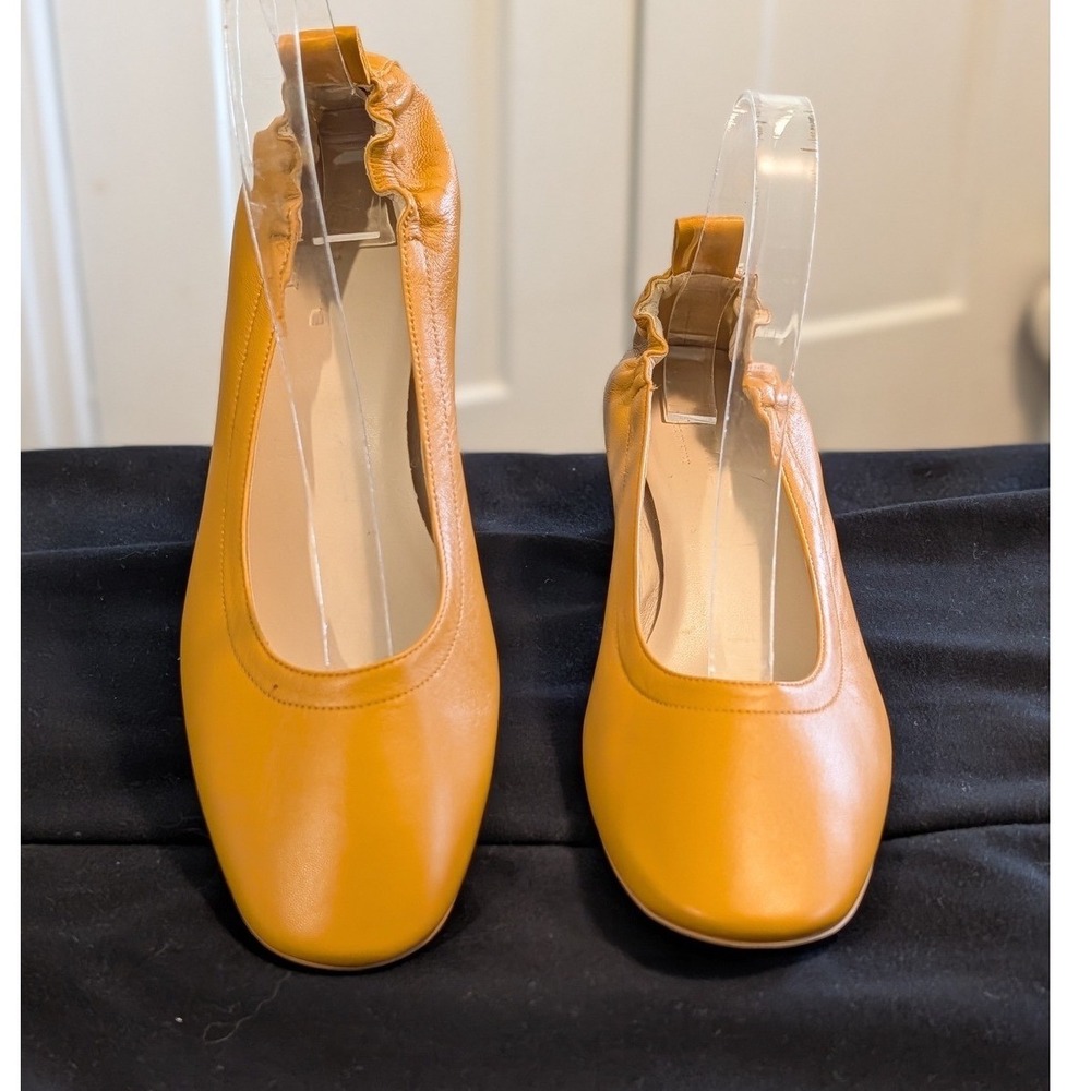Everlane The Day Heel Womens 8 Mustard Yellow Italian Leather Block Heel Pumps - Picture 3 of 10